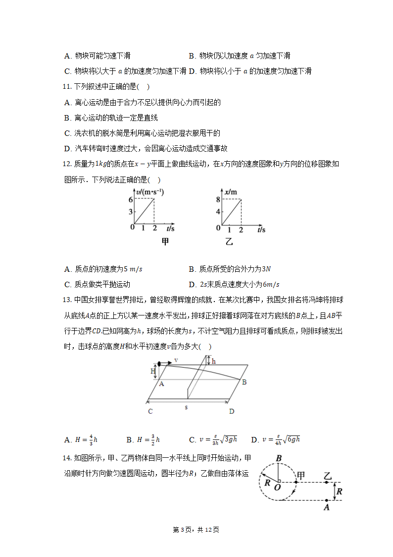 2021-2022学年辽宁省沈阳八十三中高一（下）月考物理试卷（含解析）.doc第3页