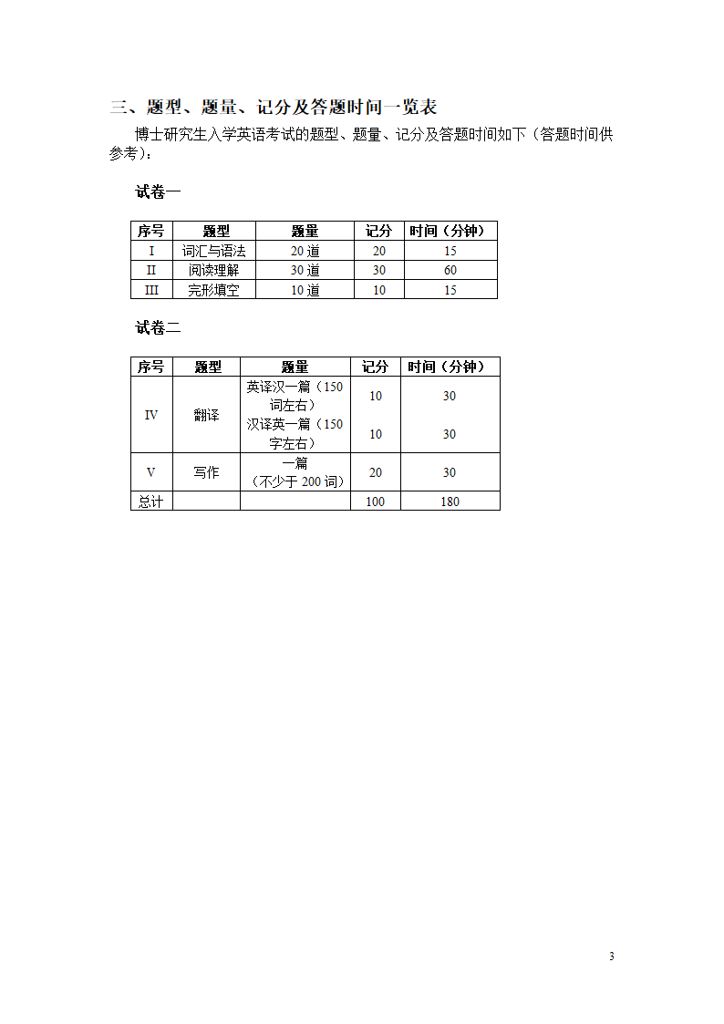 博士研究生入学考试英语考试大纲第3页