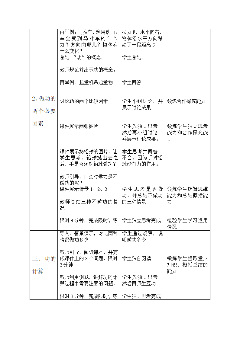 鲁科版（五四制）物理八年级下 第九章 第三节 功 教案.doc第2页