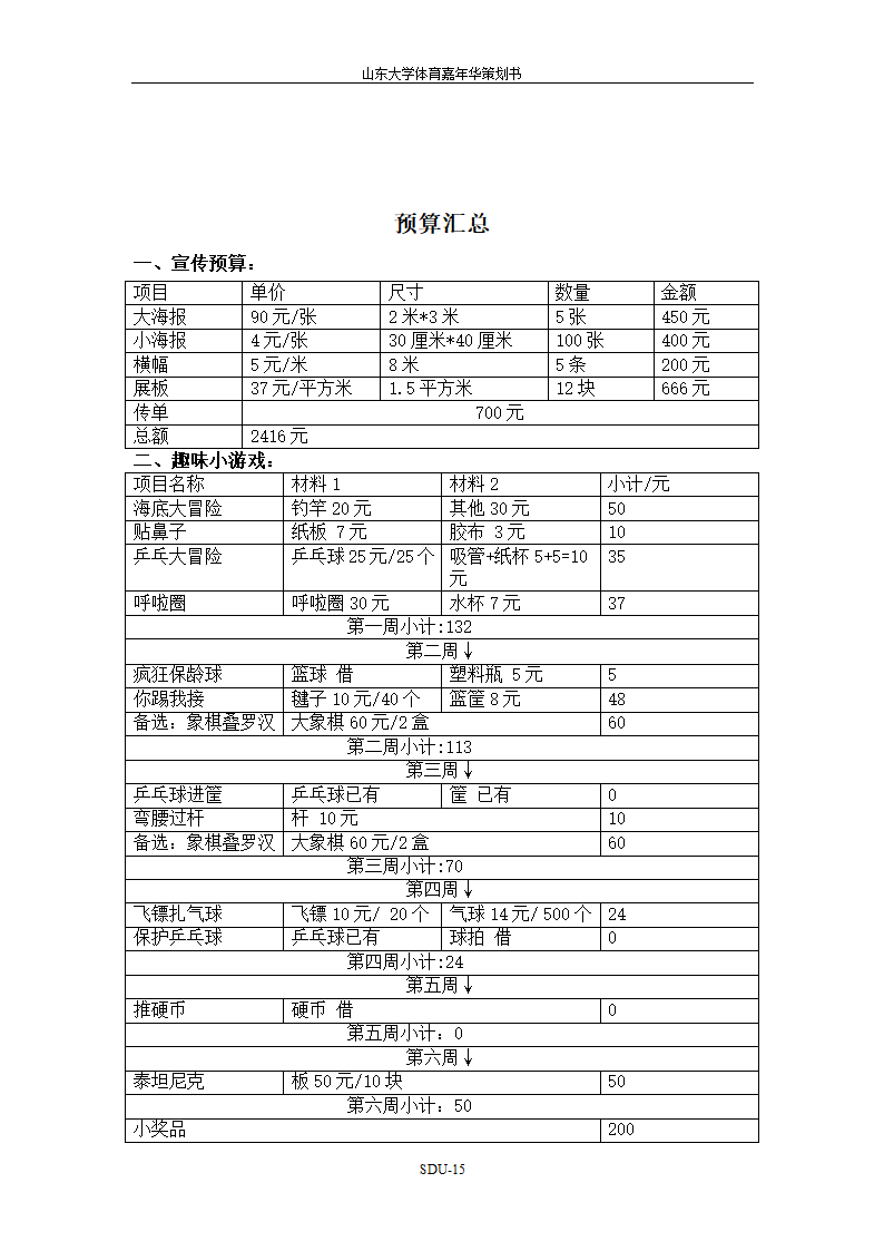 山东大学体育嘉年华策划书第15页