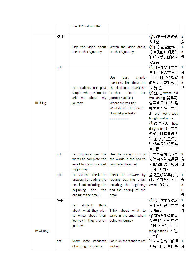 外研版英语七年级下册 Module 10 A holiday journey  Unit 3 Language in use 教案（表格式）.doc第3页