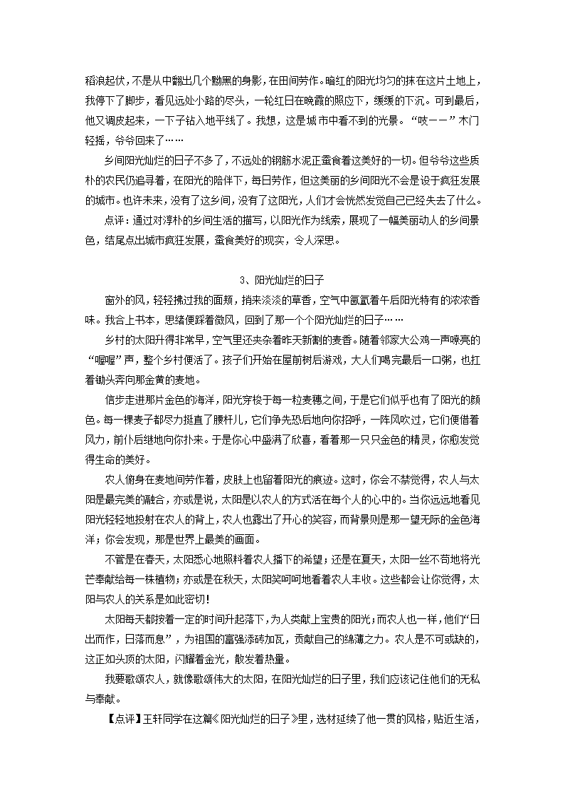 2013中考语文复习资料 作文评讲 阳光灿烂的日子素材.doc第3页