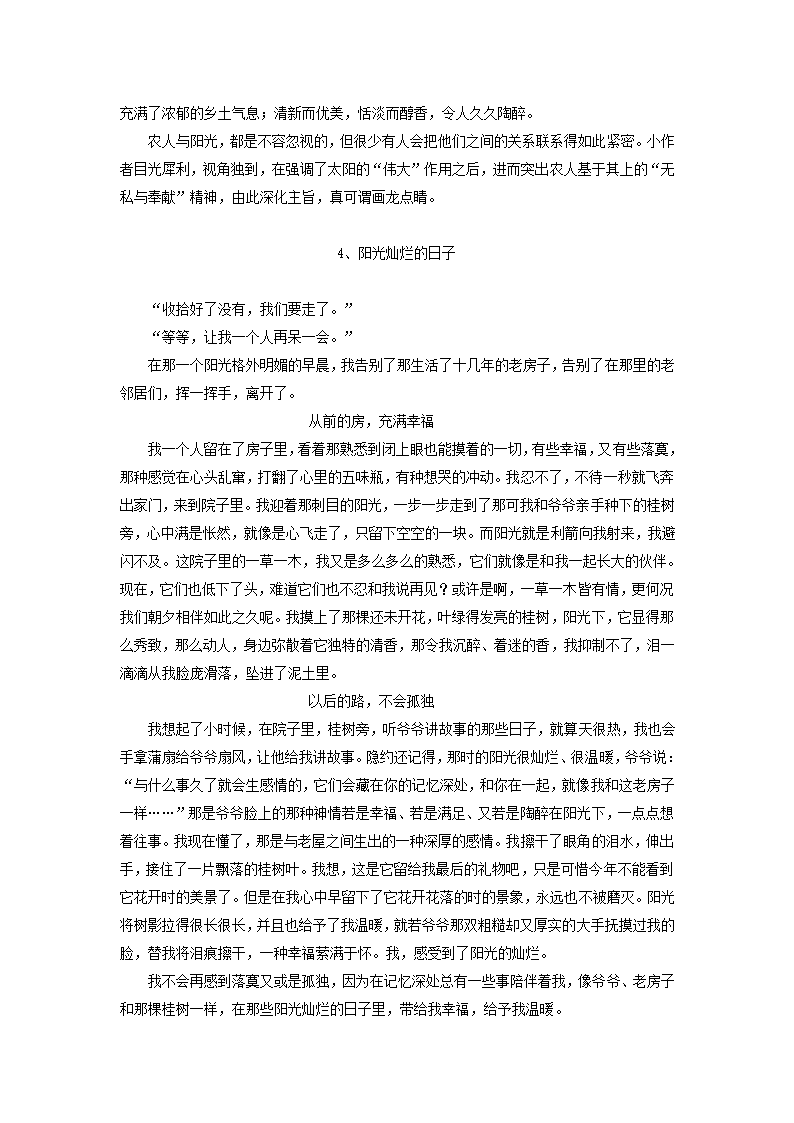 2013中考语文复习资料 作文评讲 阳光灿烂的日子素材.doc第4页