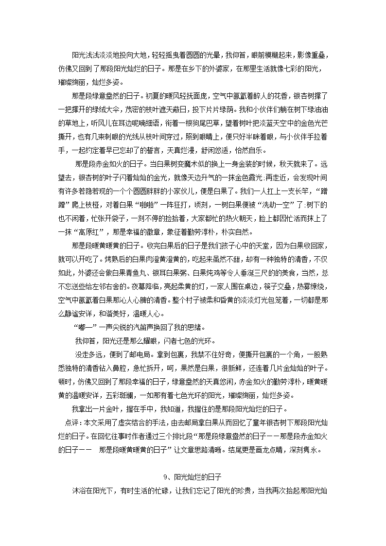 2013中考语文复习资料 作文评讲 阳光灿烂的日子素材.doc第8页