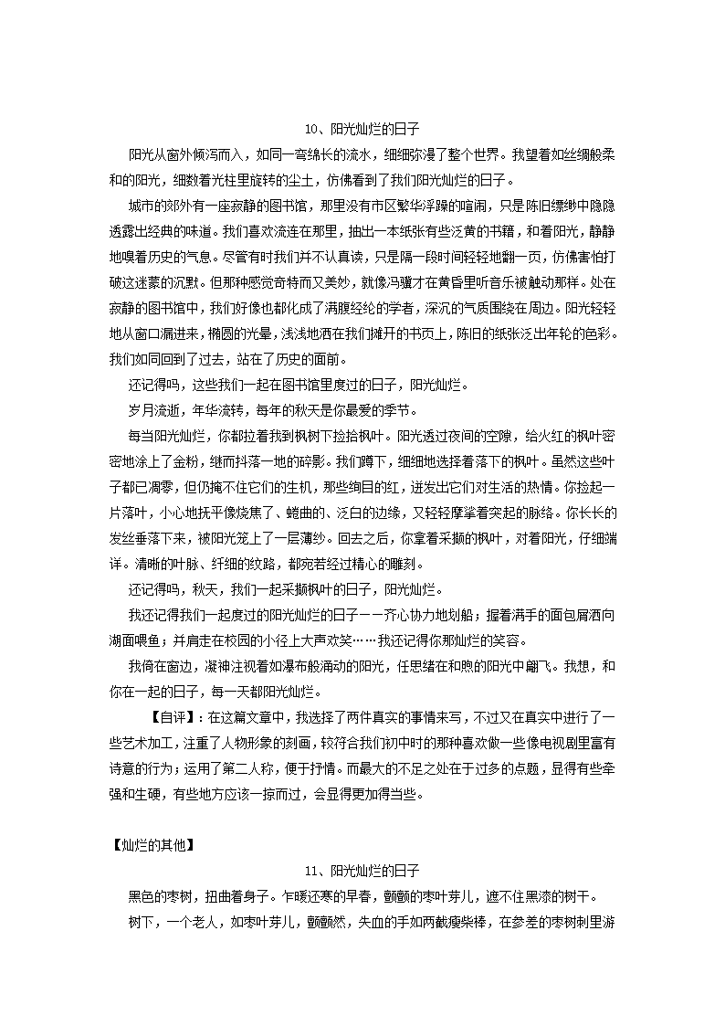 2013中考语文复习资料 作文评讲 阳光灿烂的日子素材.doc第10页