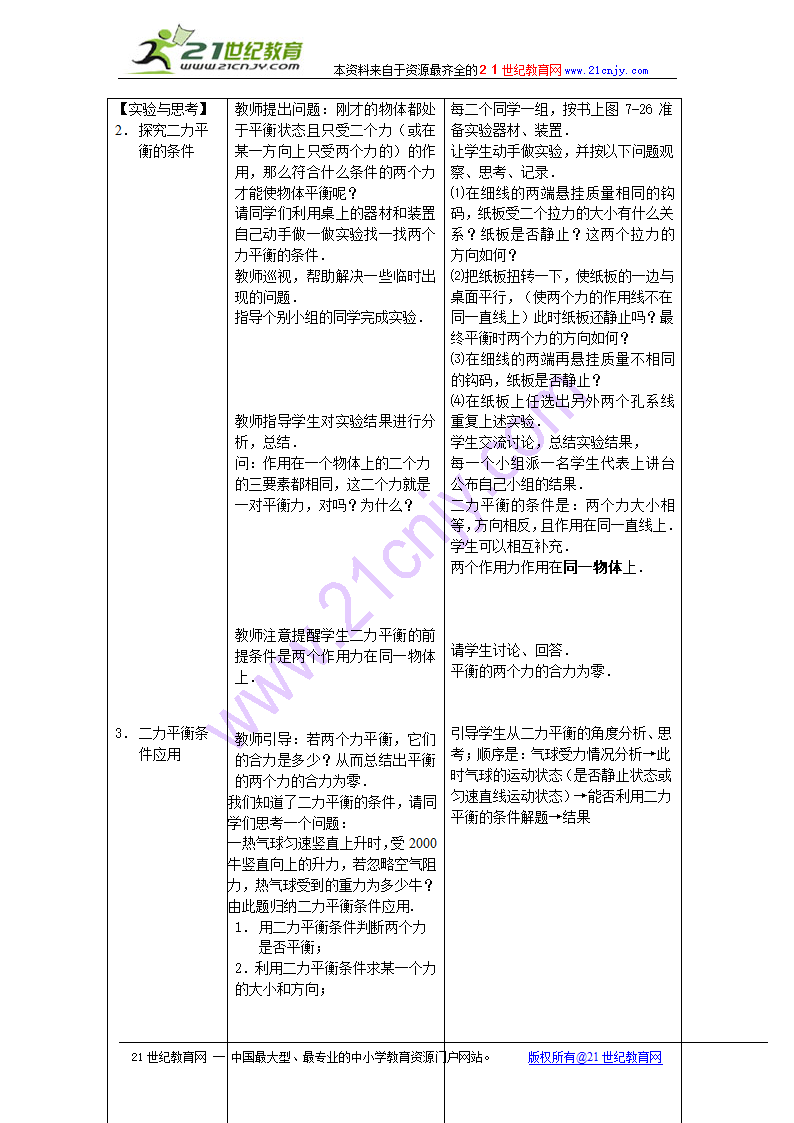 物理：六、二力平衡教案.doc第3页