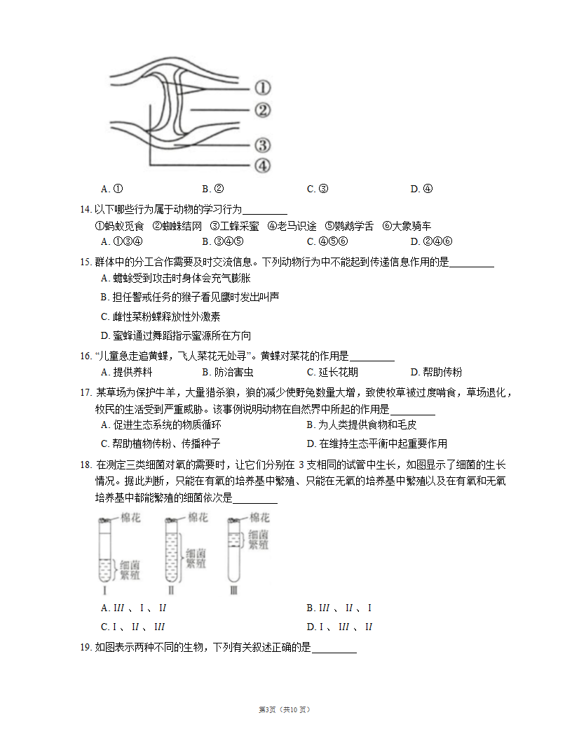 人教版八上生物 期末测试（二）(word版含解析）.doc第3页