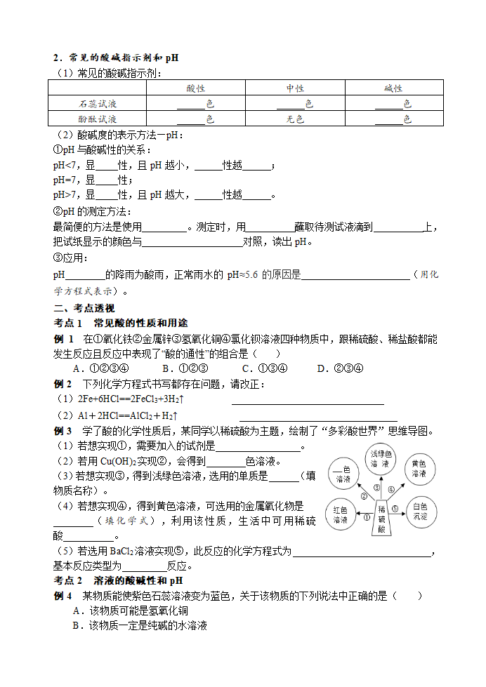 常见的酸和pH 考点测试 2021年中考化学专题复习.doc第2页