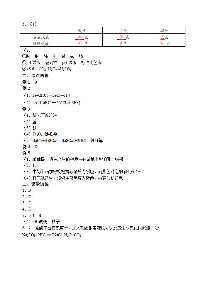 常见的酸和pH 考点测试 2021年中考化学专题复习.doc第6页