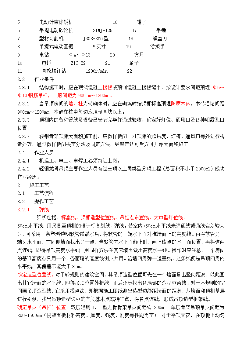 轻钢龙骨吊顶施工工艺标准资料.doc第2页