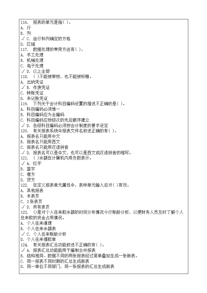 会计师从业资格考试会计电算化理论考试复习题答案附后第14页