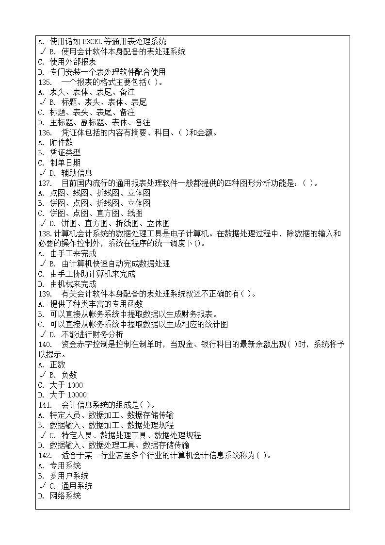 会计师从业资格考试会计电算化理论考试复习题答案附后第16页