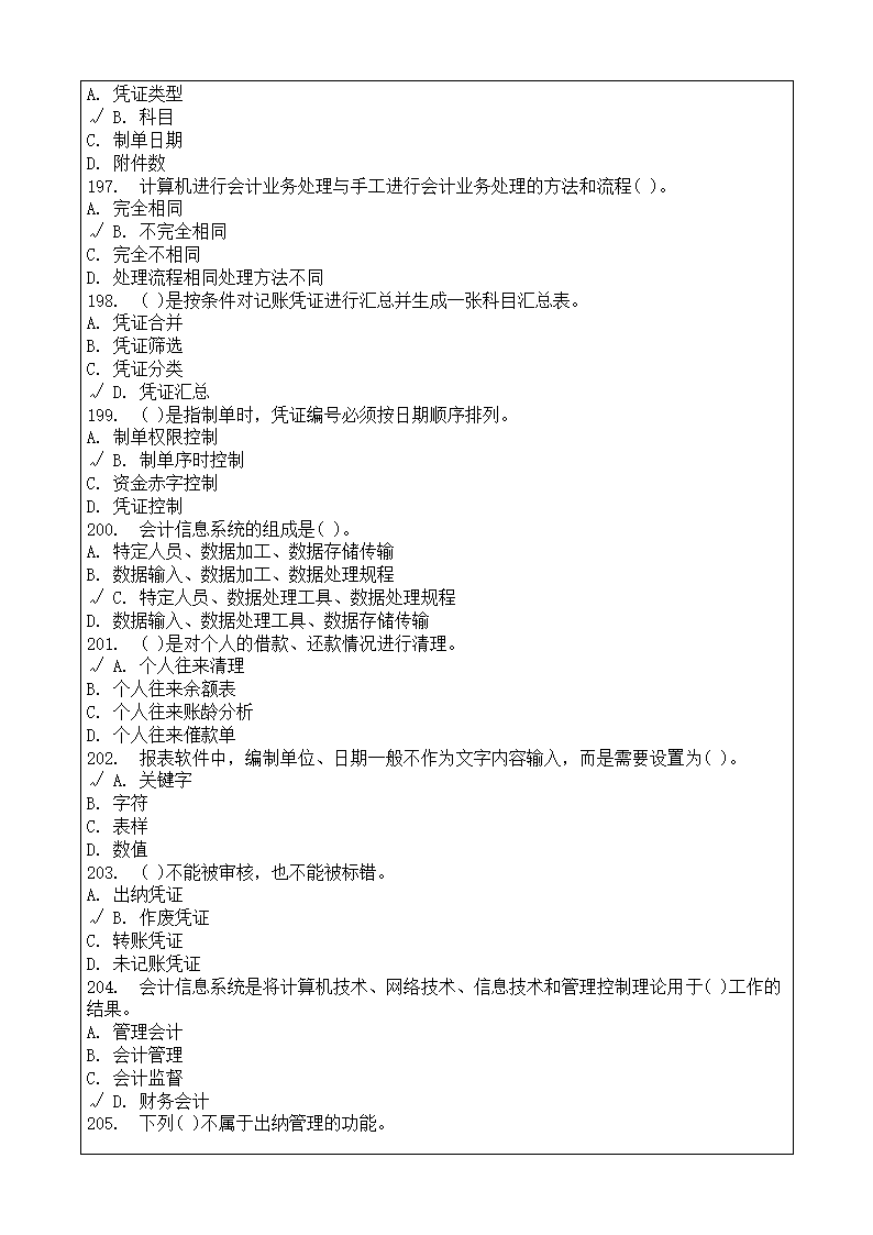 会计师从业资格考试会计电算化理论考试复习题答案附后第23页