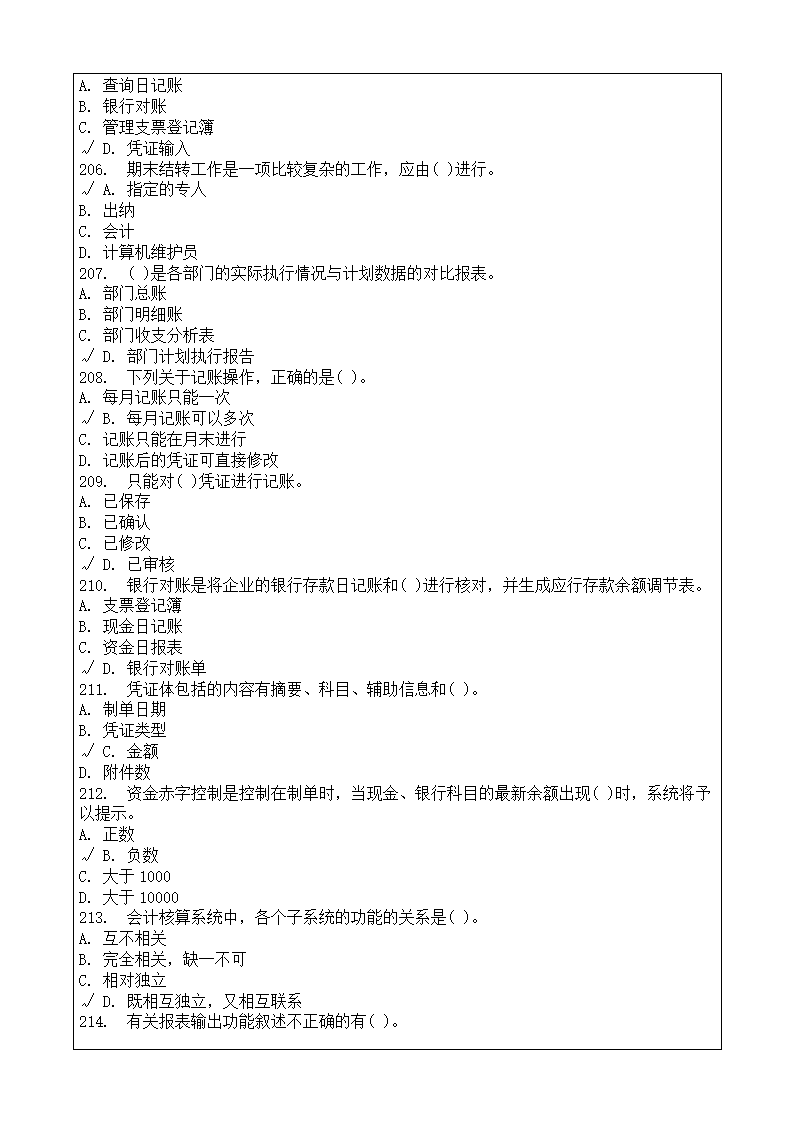 会计师从业资格考试会计电算化理论考试复习题答案附后第24页