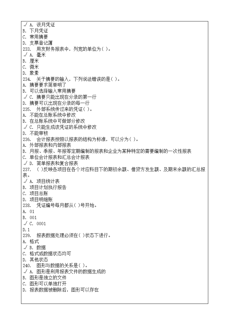 会计师从业资格考试会计电算化理论考试复习题答案附后第27页