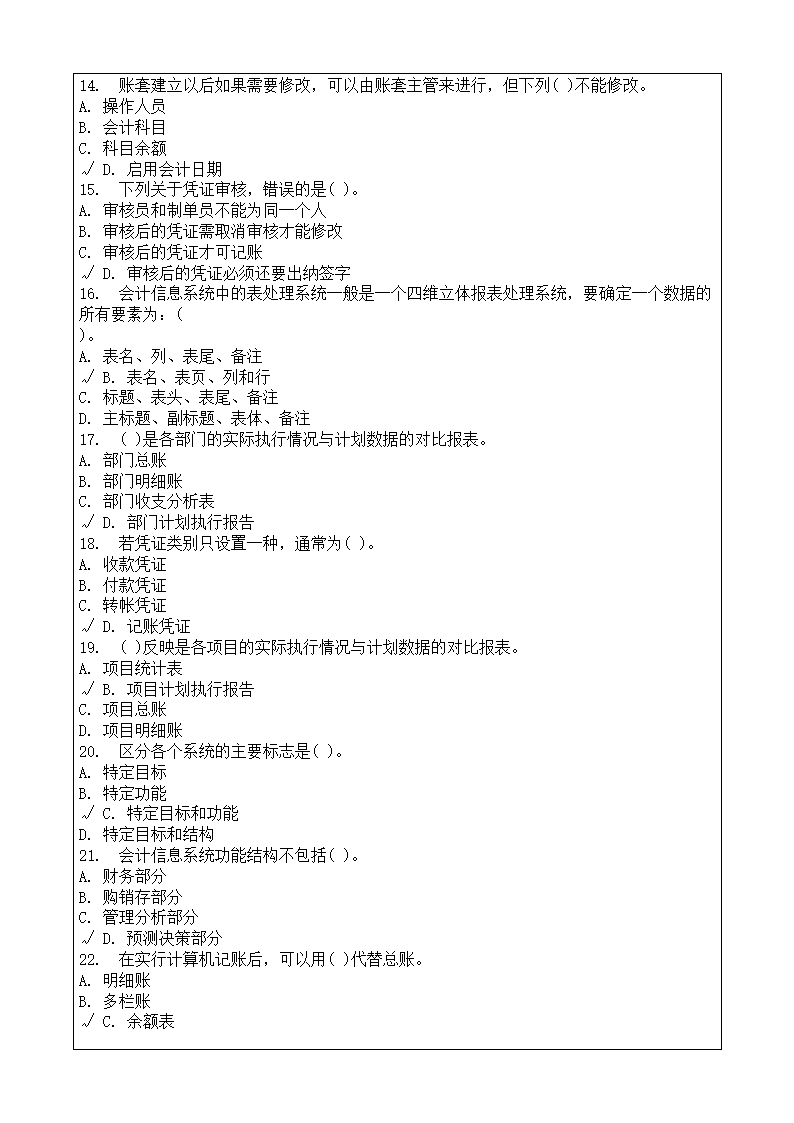 会计师从业资格考试会计电算化理论考试复习题答案附后第43页