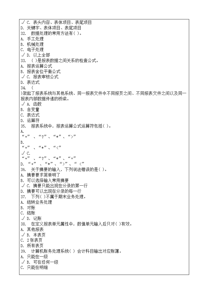 会计师从业资格考试会计电算化理论考试复习题答案附后第54页