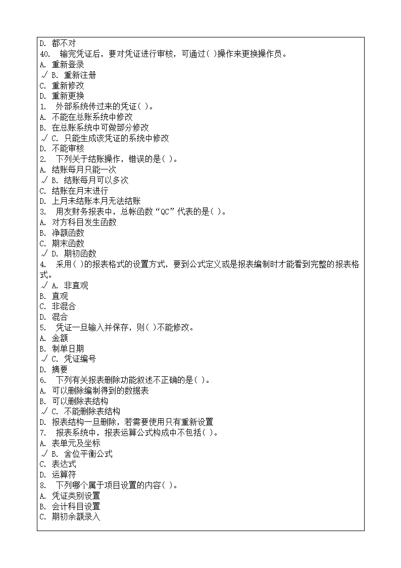 会计师从业资格考试会计电算化理论考试复习题答案附后第55页