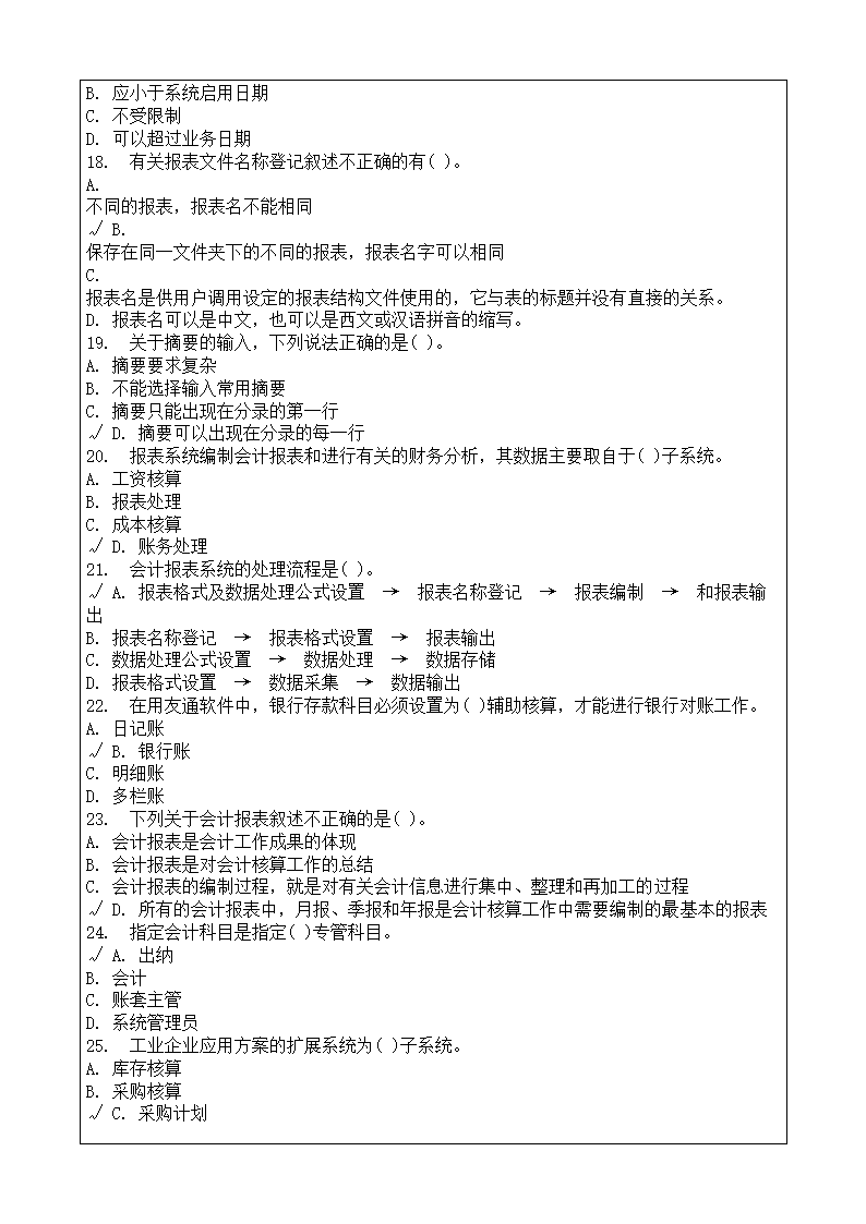 会计师从业资格考试会计电算化理论考试复习题答案附后第57页