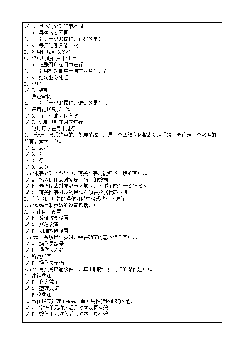 会计师从业资格考试会计电算化理论考试复习题答案附后第60页