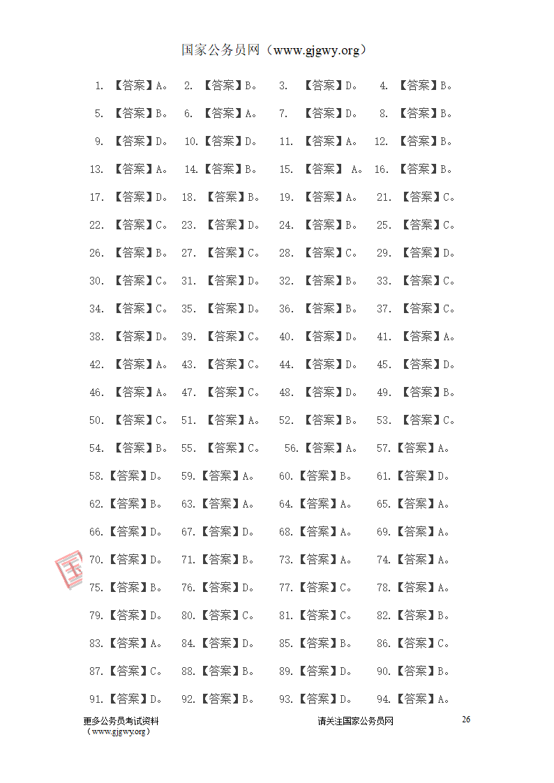 2009年安徽公务员考试行测真题及答案第26页