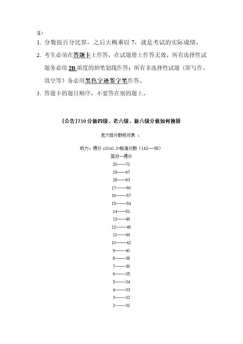 大学英语四级分值分配第2页