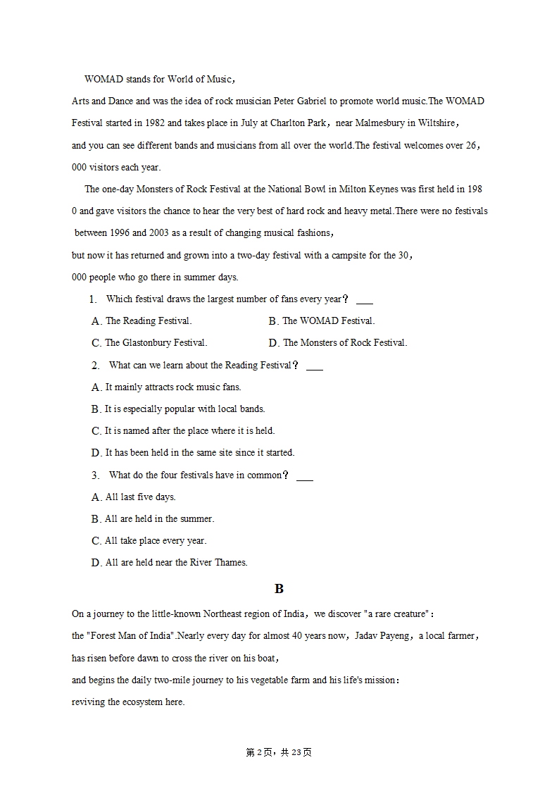 2022-2023学年四川省遂宁中学高二（下）月考英语试卷（3月份）（含解析）.doc第2页