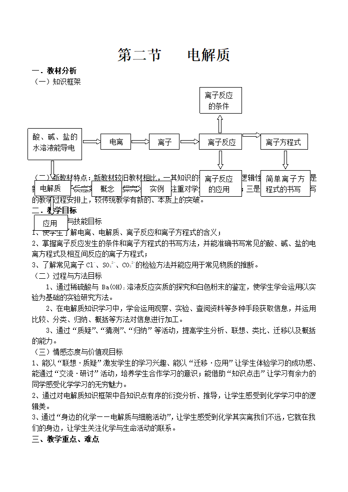 鲁科版必修1高中化学2.2《电解质》教学设计.doc