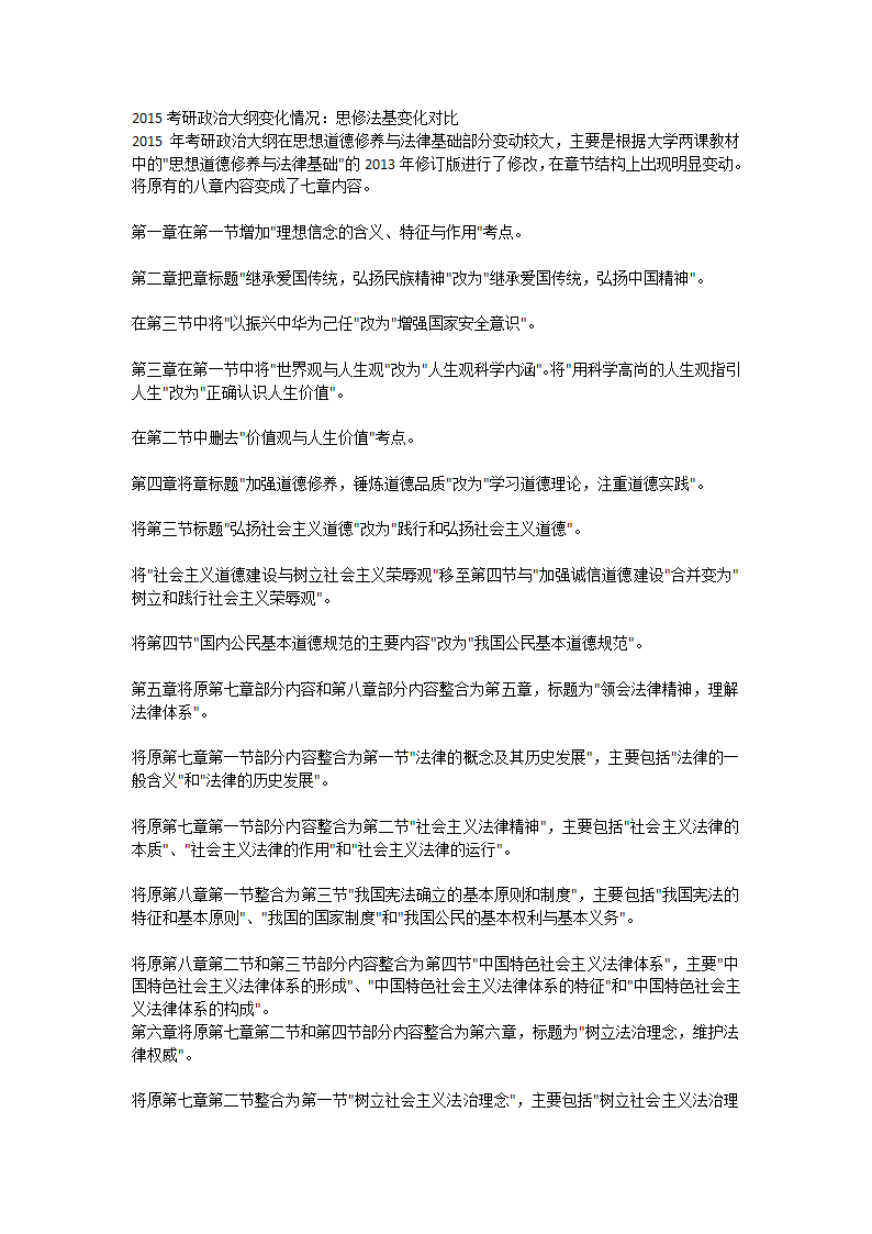 2015考研政治大纲变化情况第1页