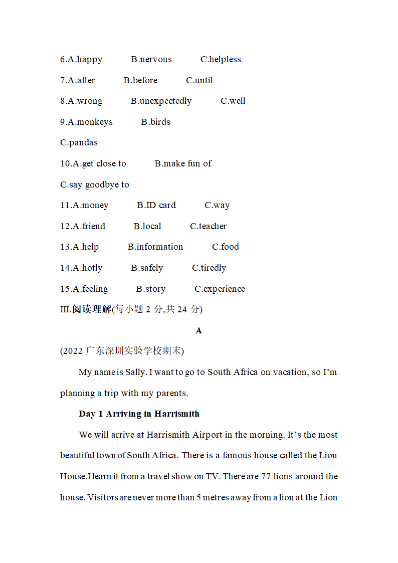 Module 3 Travels Unit 6 Travelling around Asia 素养综合检测（含解析）.doc第3页