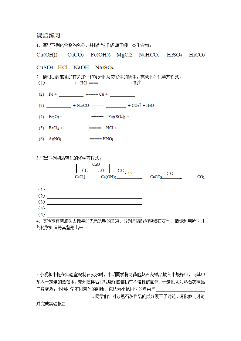 人教版九下化学第十一单元  盐  化肥单元复习  教案.doc第3页