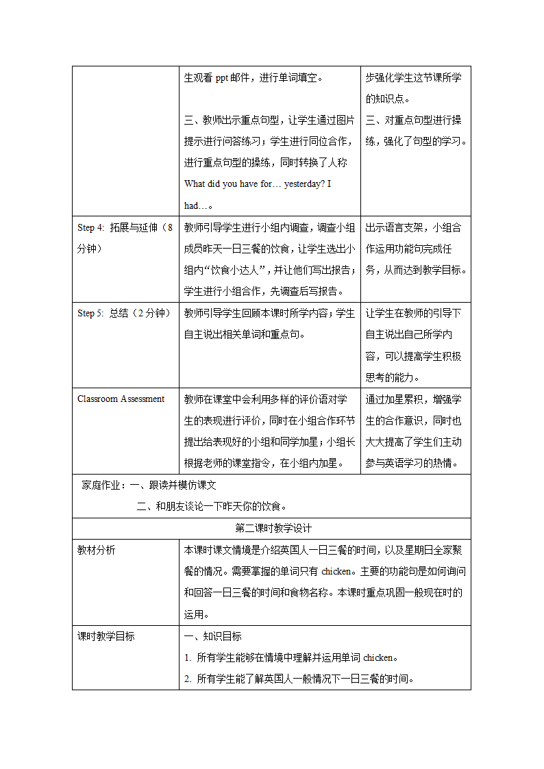 小学英语 外研版（一起） 五年级下册 Module 2 表格式教案.doc第4页