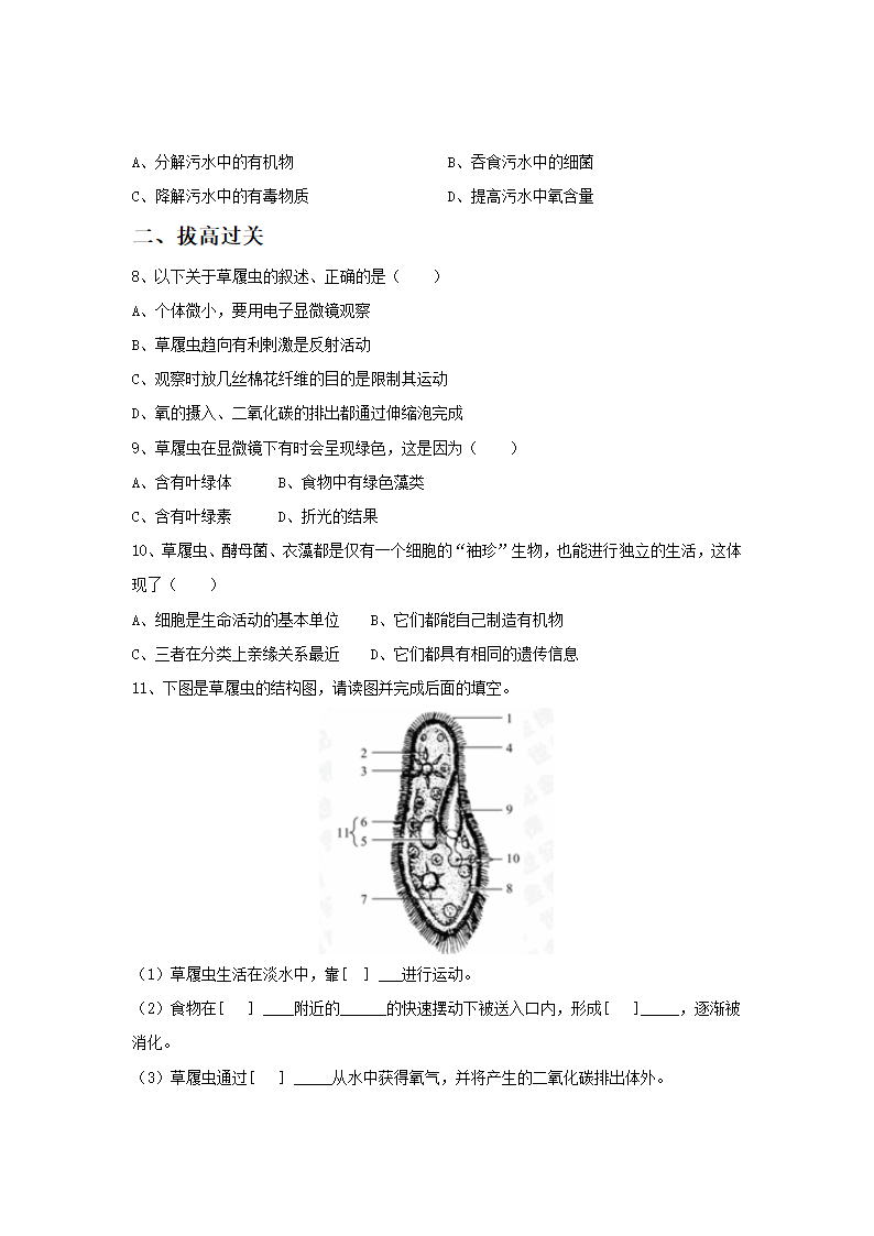 《第四节  单细胞生物体》同步练习1.doc第2页