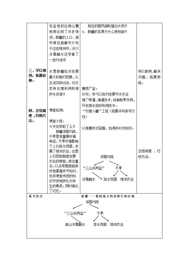 晋教版八下地理 7.2新疆——祖国面积最大的省级行政单位 教案（表格式）.doc第4页