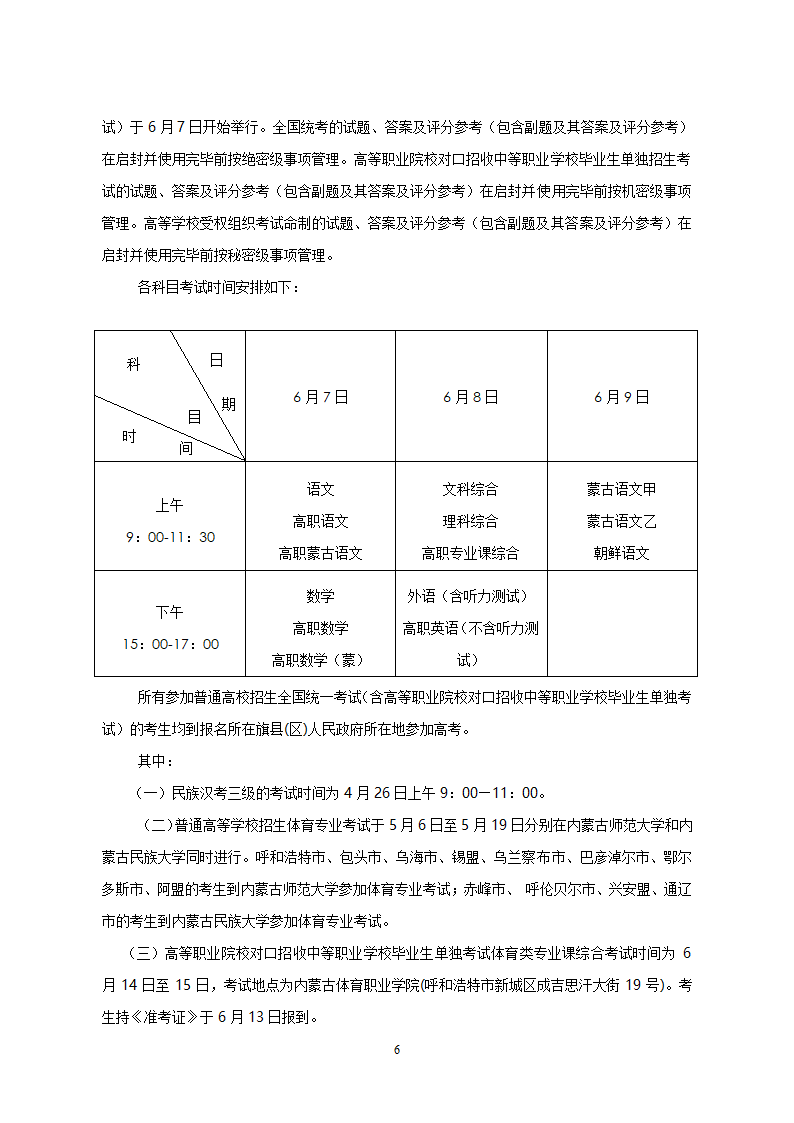 2008年内蒙古自治区普通高等学校招生规定第6页