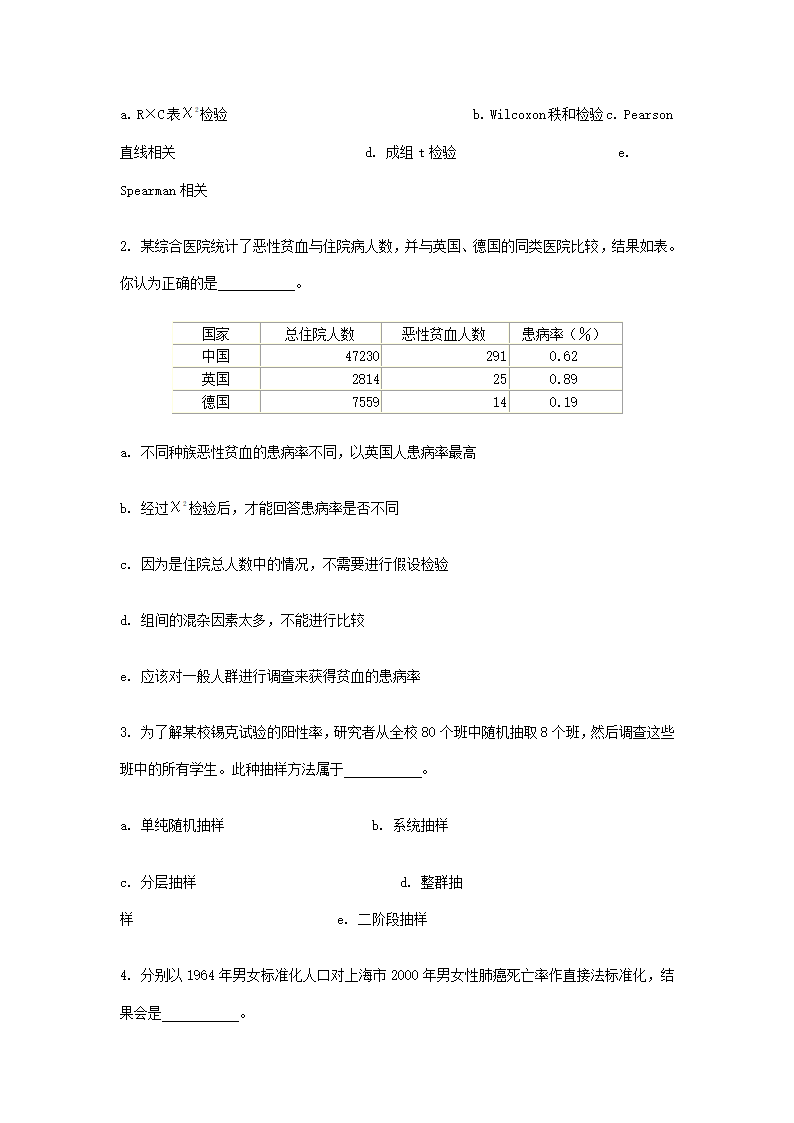 硕士研究生医学统计学期末考试第3页