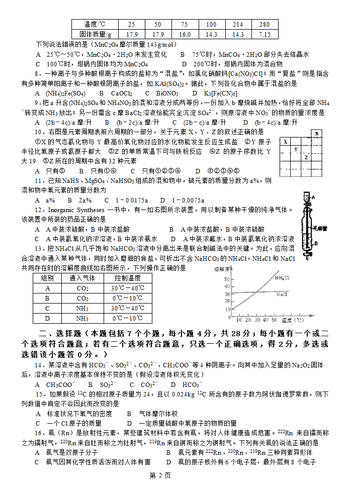 2004年温州市高一化学竞赛模拟试卷[下学期].doc第2页