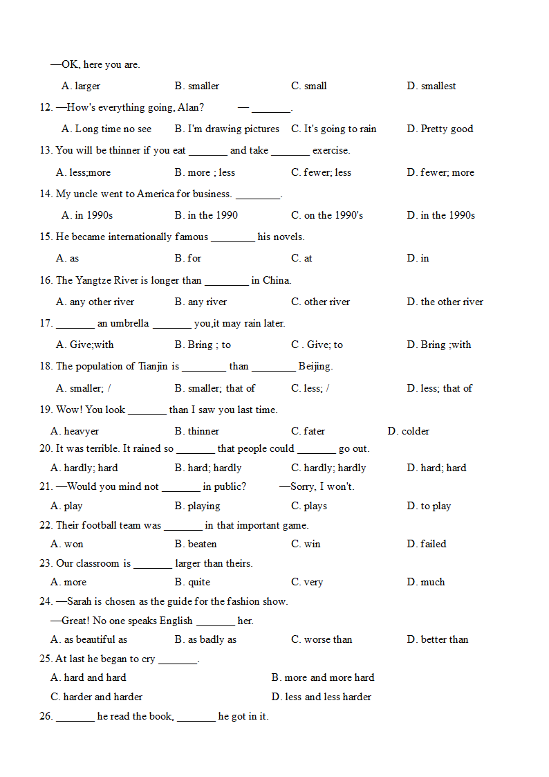 外研版英语八年级上册 Modules 1—4检测（含答案）.doc第2页