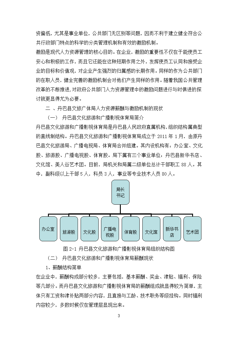 浅析丹巴县文化旅游和广播影视体育局人力资源管理薪酬与激励机制.doc第3页