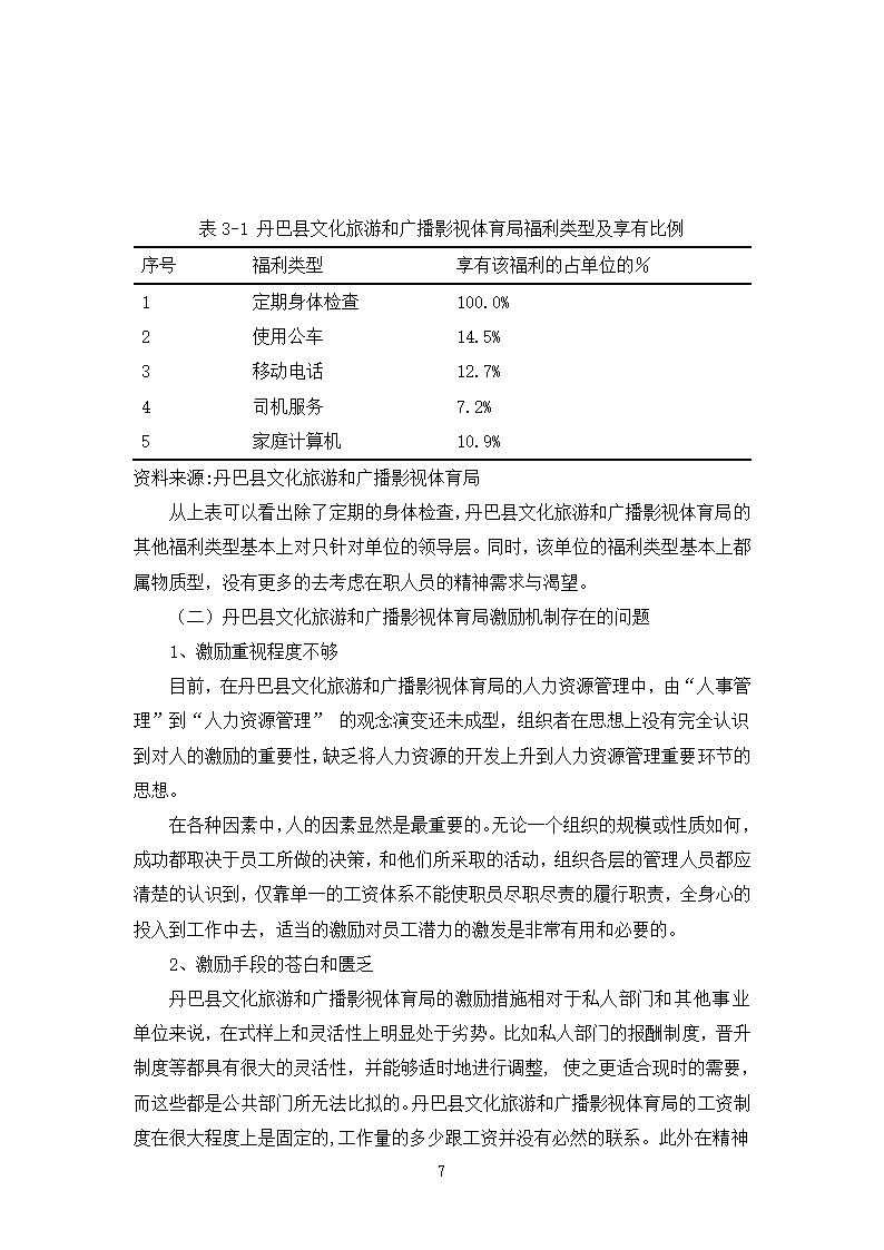 浅析丹巴县文化旅游和广播影视体育局人力资源管理薪酬与激励机制.doc第7页