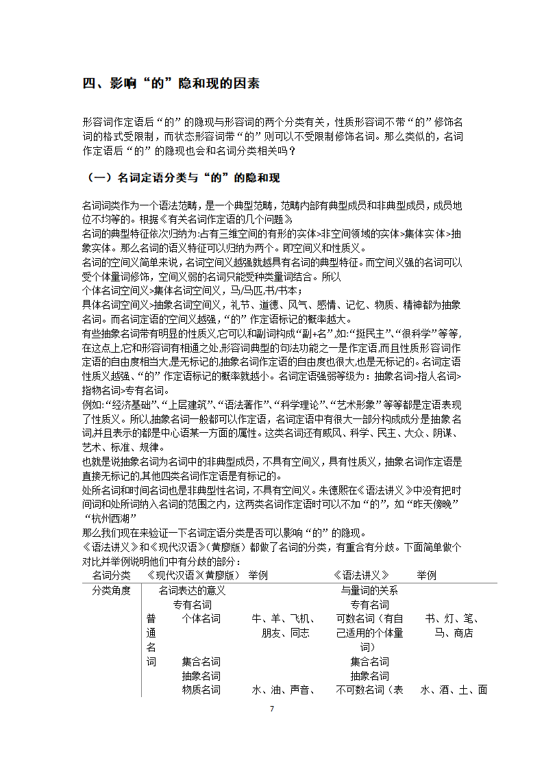 汉语教育论文单项名词定语后“的”隐现的研究究.docx第7页