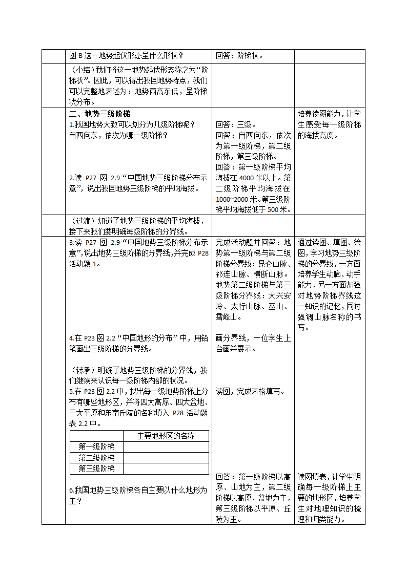 人教版地理八年级上册2.1地形和地势（第2课时）教案（表格式）.doc第2页