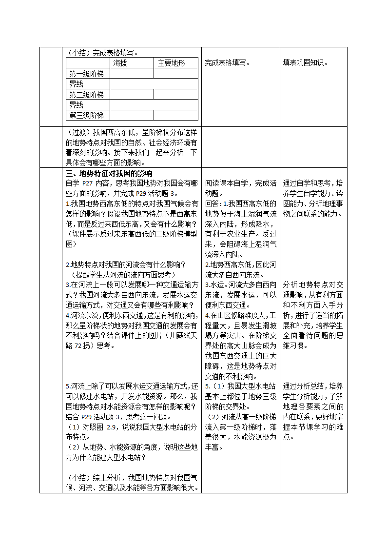 人教版地理八年级上册2.1地形和地势（第2课时）教案（表格式）.doc第3页