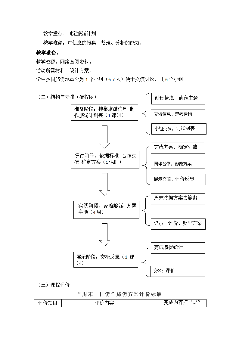 北京版 四年级数学下册实践活动 “周末一日游”旅游计划 教案.doc第2页