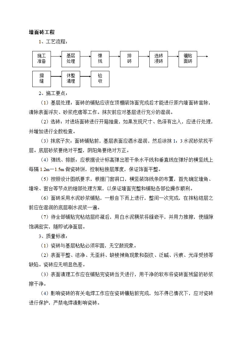 墙面砖工程——工艺流程与施工要点.doc第1页