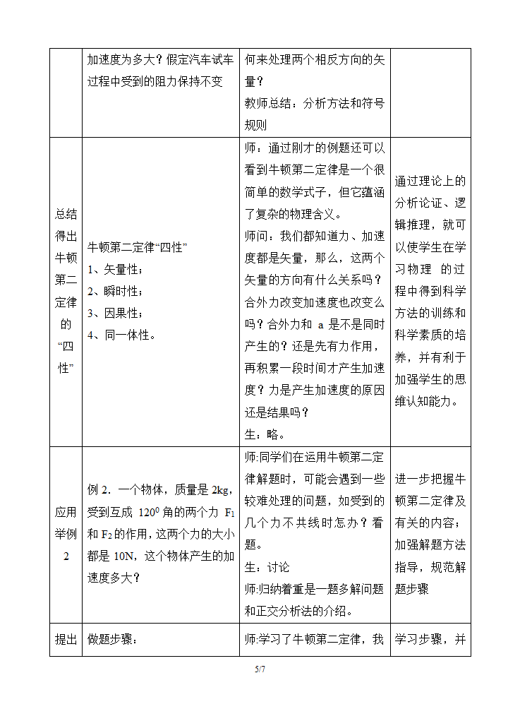 人教版新课标高中物理必修1《牛顿第二定律》教案.doc第5页