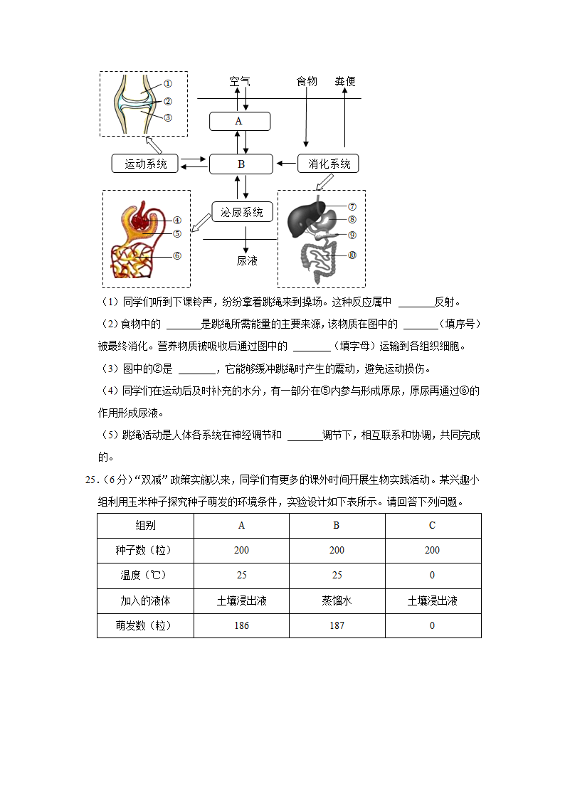 2022年江西省中考生物试卷（word版，含答案）.doc第6页