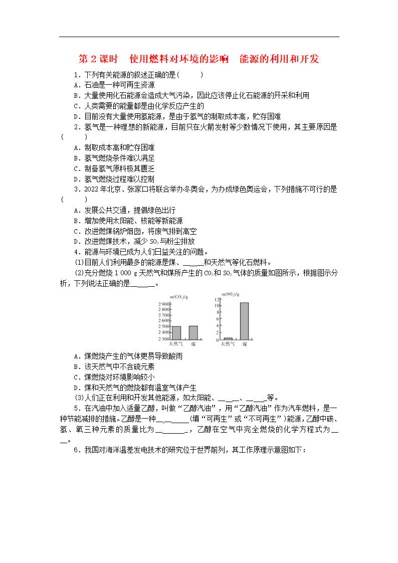 九年级化学上册第七单元燃料及其利用课题2燃料的合理利用与开发第2课时使用燃料对环境的影响能源的利用和开发1.doc第1页