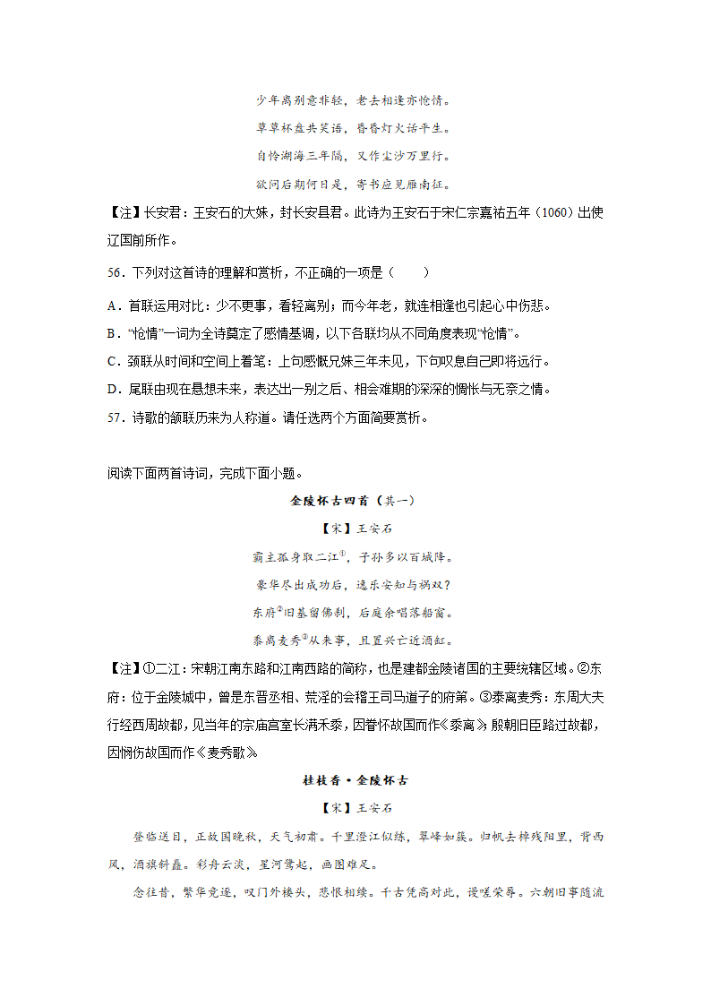 2023届高考语文古代诗歌阅读—王安石（含答案）.doc第19页