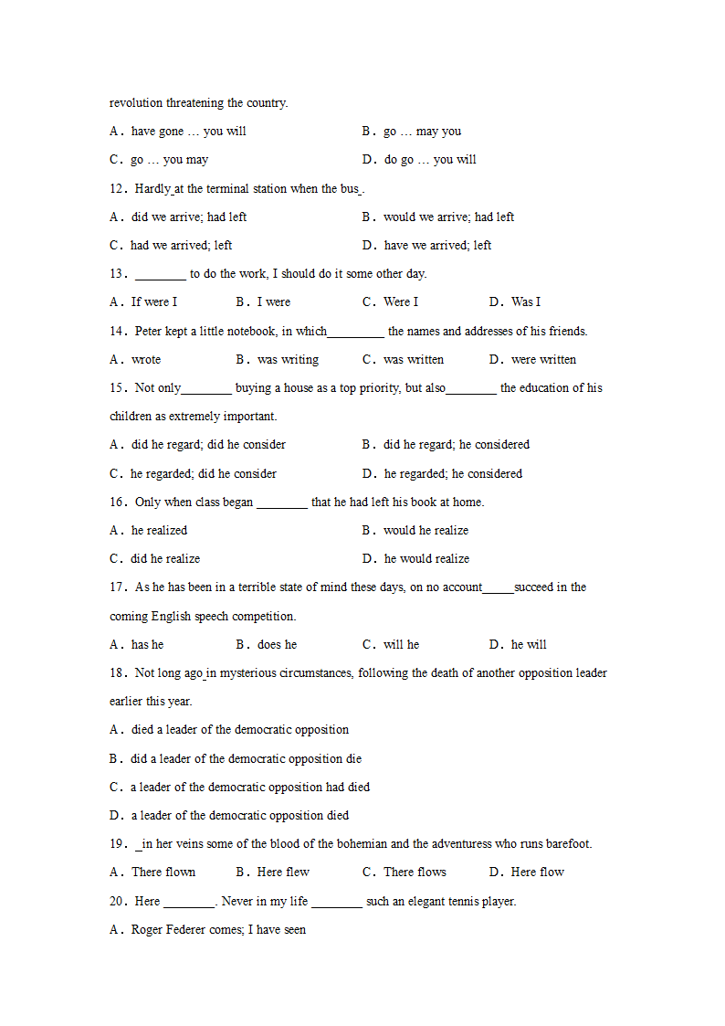 高考英语单项选择分类训练：倒装（含解析）.doc第2页